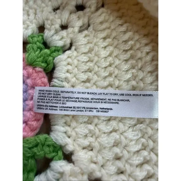 Maeve Cream Crochet Cardigan with Pink Rose Appliqués - Picture 7 of 10